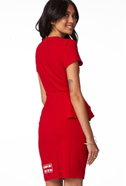 Forever 21 Folded Peplum Dress in Red Forever 21 Folded Peplum Dress in Red