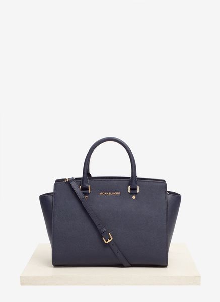 Michael Kors Selma Large Leather Bag in Blue | Lyst