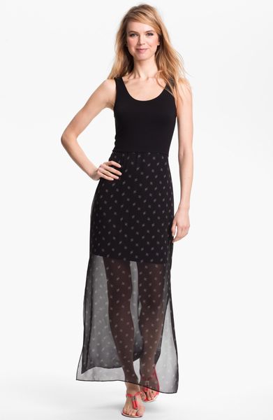 Vince Camuto Mixed Media Maxi Dress in Black (rich black)