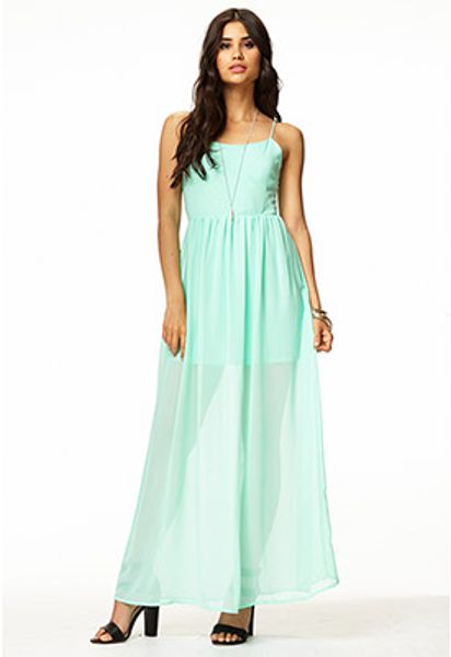 Forever 21 Empire Waist Maxi Dress in Green (mint)