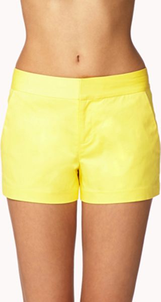 Forever 21 Essential Slant Pocket Chino Shorts in Yellow