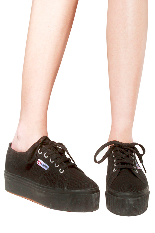 black superga platform trainers