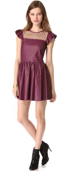 RED Valentino Leather Point Desprit Dress - Lyst