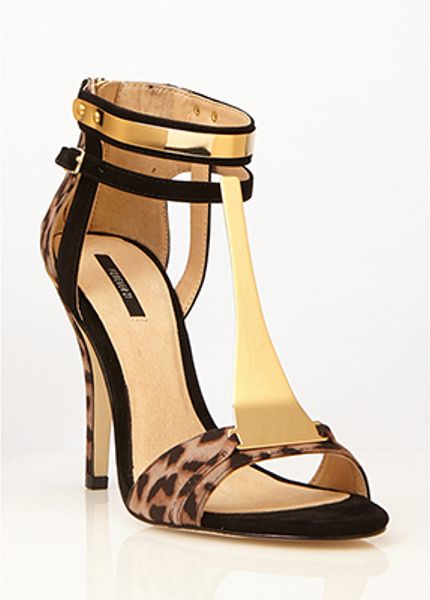 Forever 21 Metal Tstrap Leopard Print Sandals in Brown (blackbrown ...