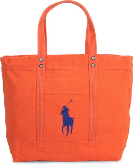 Ralph Lauren Big Pony Canvas Tote in Orange for Men Ralph Lauren Big Pony Canvas Tote in Orange for Men