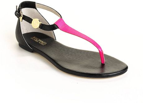 neon leather sandals