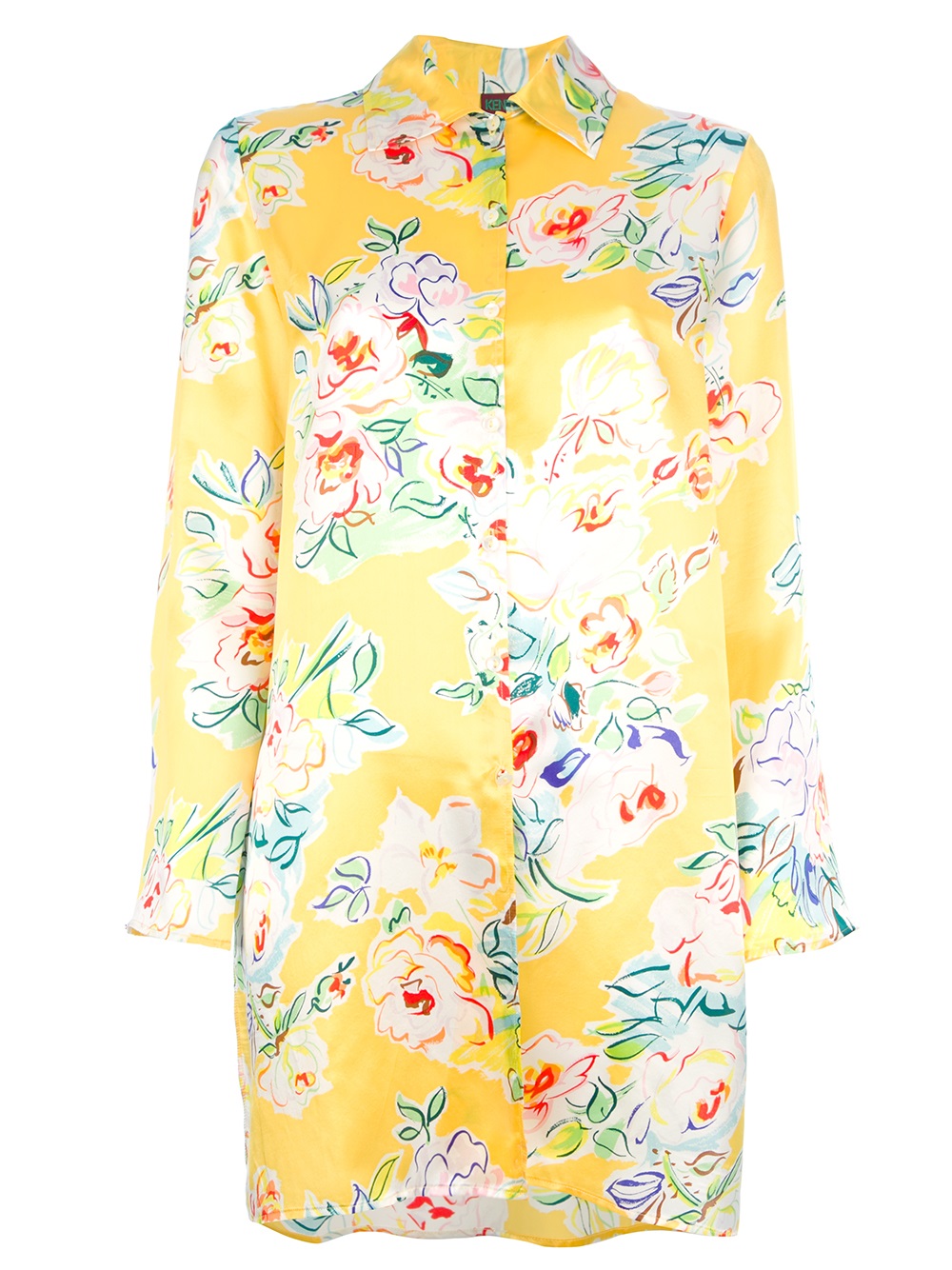 Kenzo Vintage Floral Shirt Dress in Yellow (floral) Lyst