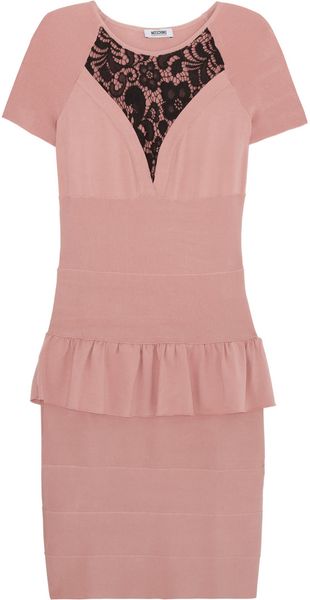 Moschino Cheap & Chic Lace-trimmed Knitted Dress - Lyst