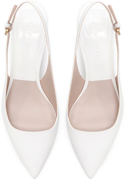 Zara Kitten Heel Synthetic Patent Leather Sling Back Shoes ...