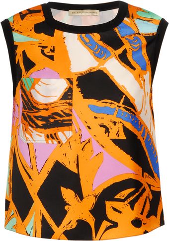 Balenciaga Stained Glass Printed Silk Tank Top - Lyst