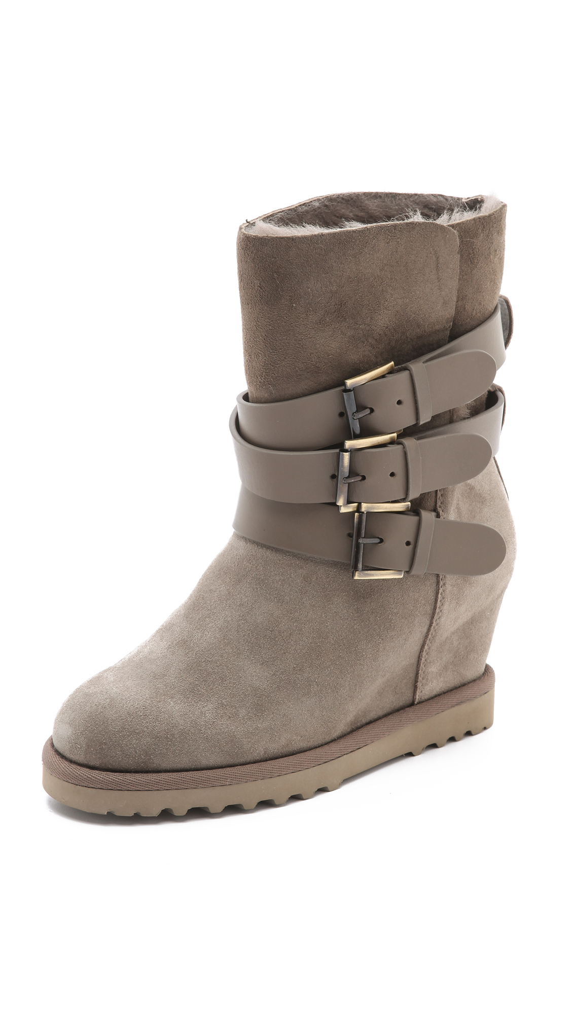 wedge boots with buckle