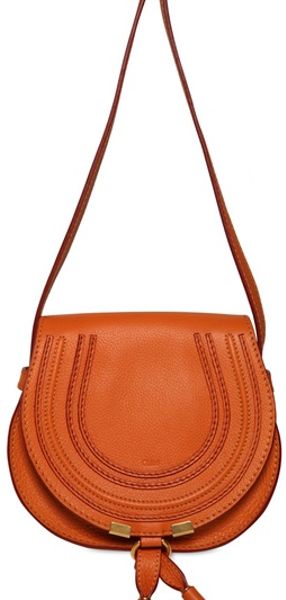 ChloÃ© Small Marcie Leather Cross Body Bag in Brown (indian summer)