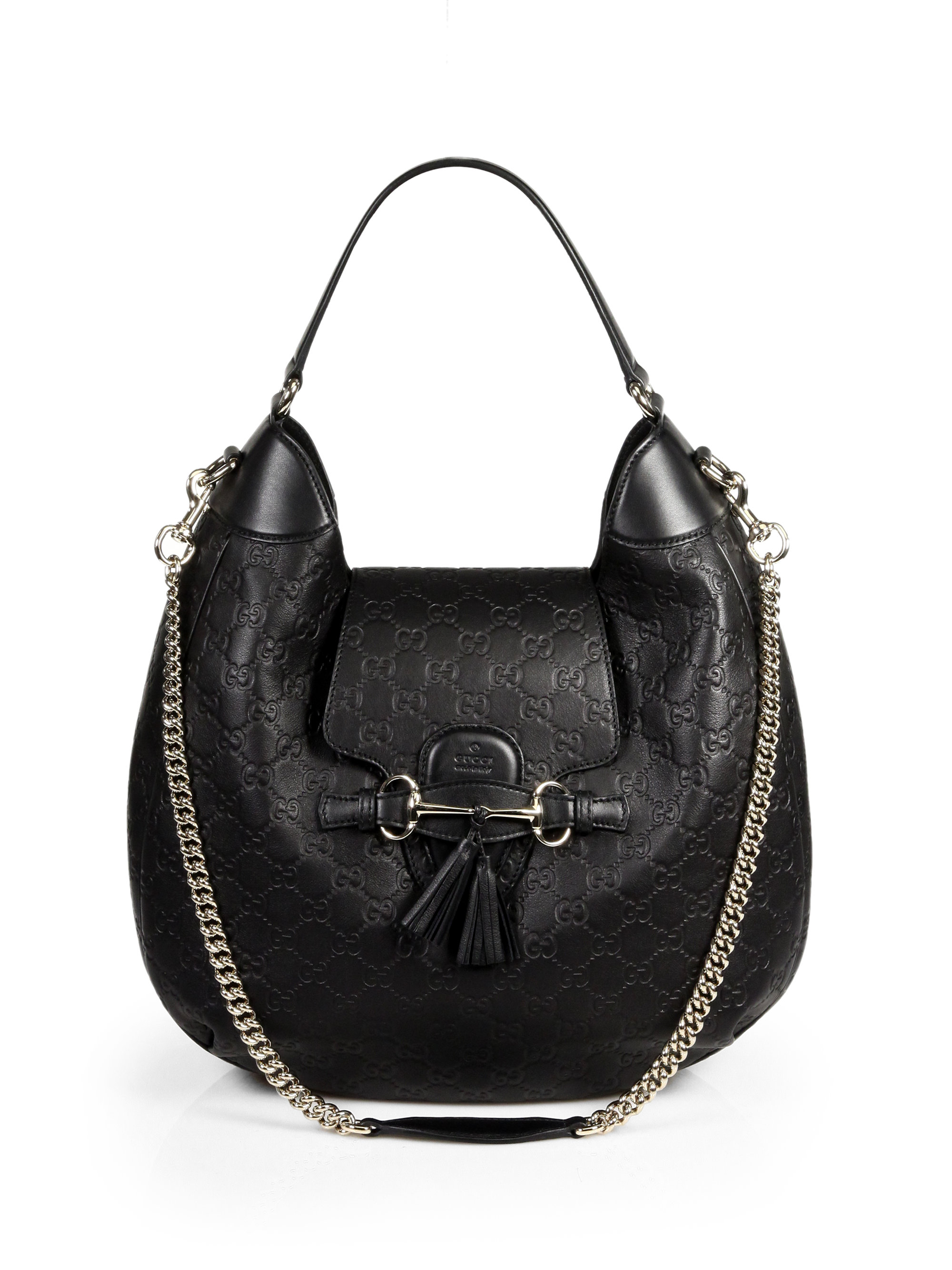 Gucci Emily Ssima Leather Hobo Bag in Black | Lyst