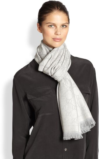 Gucci Gg Pattern Wool Scarf - Lyst