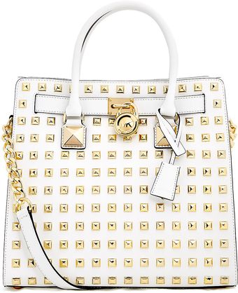 Michael by Michael Kors Optic White Hamilton Studded North South Tote Bag - Lyst