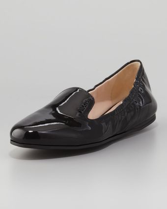 Prada Patent Scrunch Loafer Flat - Lyst