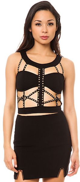 Reverse The Stud Cage Cut Out Bustier - Lyst