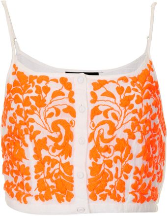 Topshop Tall Floral Embroidered Crop - Lyst