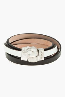 Alexander McQueen Skull Charm Double Wrap Leather Bracelet - Lyst