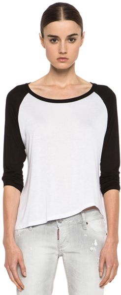 Enza Costa Raglan Baseball Tee in White - Lyst