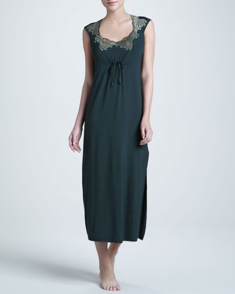 La Perla Capsleeve Lace Trim Gown - Lyst