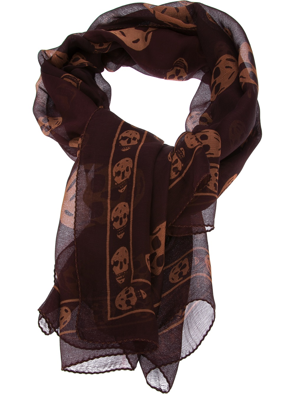 Alexander Mcqueen Skull Print Scarf in Brown Lyst