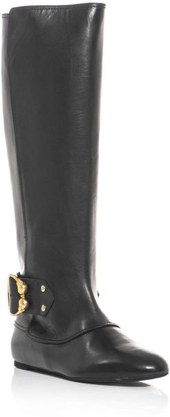 Alexander McQueen Skull Buckle Riding Boots - Lyst