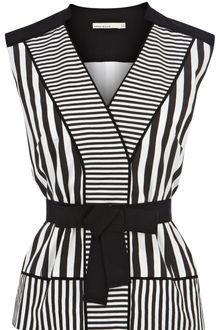 Karen Millen Sleeveless Stripey Shirt - Lyst