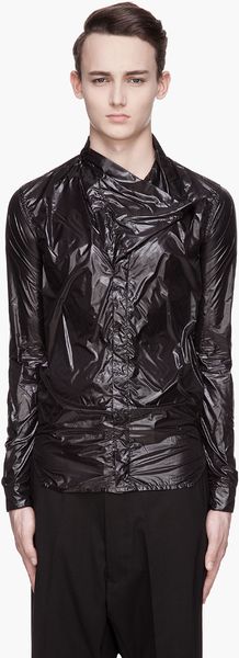 Rick Owens Blach High_gloss Megacowl Shirt - Lyst
