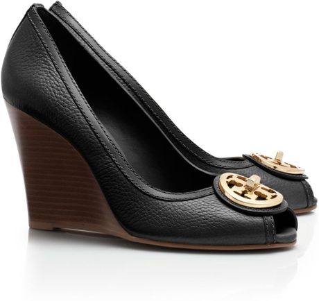 tory burch open toe wedge heels