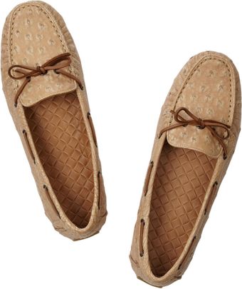 Bottega Veneta Ostrich Moccasins - Lyst