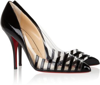 Christian Louboutin Pivichic 100 Striped Patent Leather and Pvc Pumps - Lyst