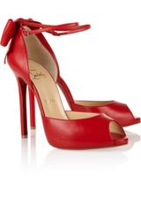 Christian Louboutin Noeud 120 Bow Embellished Leather Peeptoe Pumps