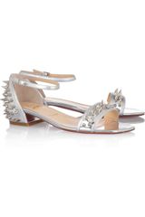 Christian Louboutin Druide Studded Mirrored Leather Sandals