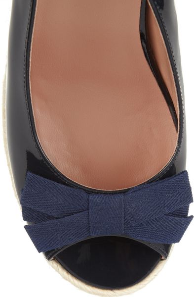 Red Valentino Patentleather and Rope Wedge Sandals in Blue | Lyst