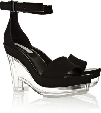Stella McCartney Faux Leather Wedge Sandals - Lyst