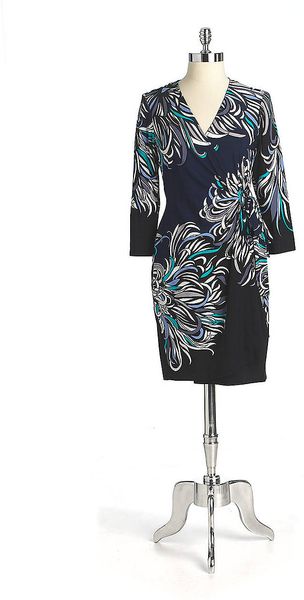 Donna Morgan Printed Wrap Dress - Lyst