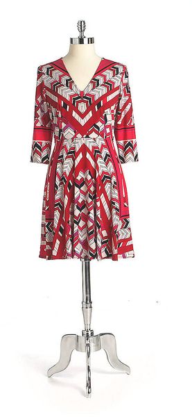 Donna Morgan Printed V-neck Dress - Lyst