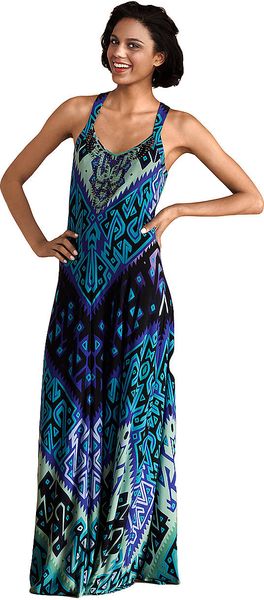 Donna Morgan Beaded Neck Maxi - Lyst