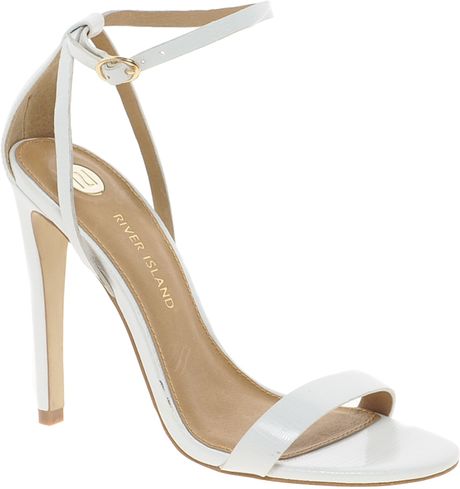 white satin barely there sandals