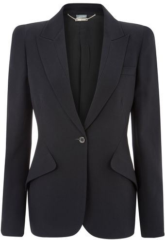 Alexander McQueen Black Crepe Wool Jacket - Lyst