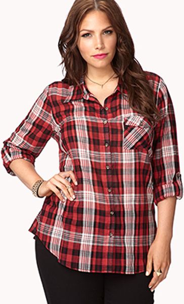Forever 21 Staple Plaid Shirt in Red (redblack) | Lyst