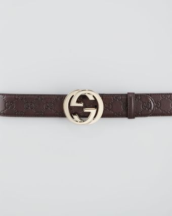 Gucci Ssima Leather Belt with Interlocking G Buckle - Lyst