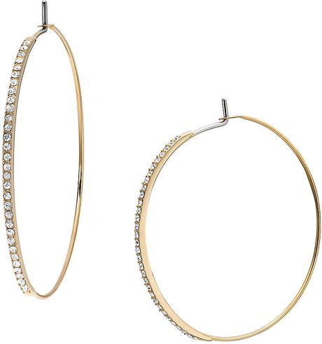 hoop kors earrings michael goldtone crystal gold