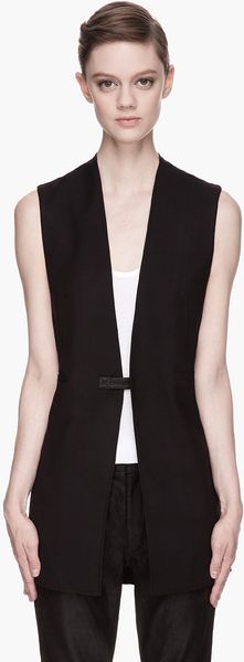 Helmut Lang Black Twill and Leather Ark Suit Vest - Lyst