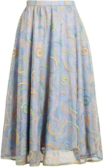 Rodarte Embroidered Silk Skirt - Lyst