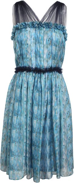 Rodarte Printed Silk and Tulle Dress - Lyst