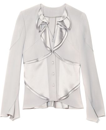 Zac Posen Crepe Jacquard Ascot Blouse - Lyst