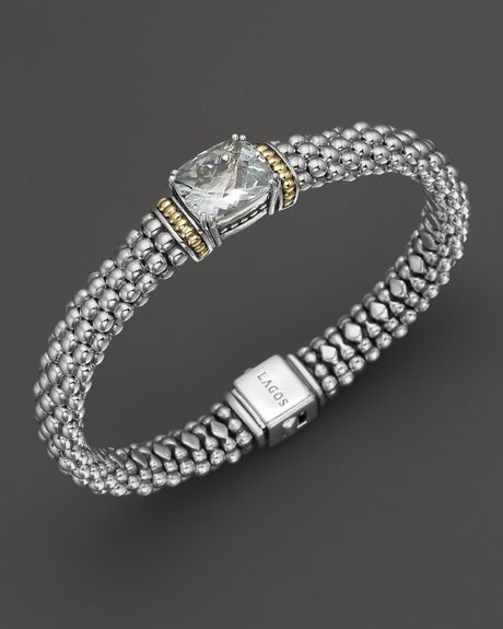 Lagos 18K Gold And Sterling Silver Prism White Topaz Rope Bracelet ...