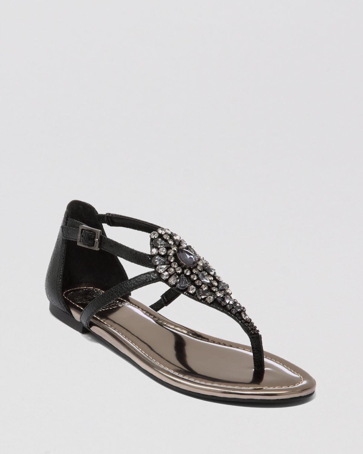 Vince Camuto Sandals Macalia Jeweled Flat in Black | Lyst